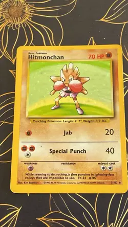 Pokemon TCG Hitmonchan Base Set, Holo Unlimited Rare Card 7/102 - Image 2