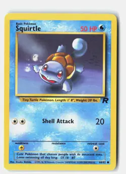 Squirtle 68/82 Common Team Rocket Pokemon Unlimited LP Atsuko Nishida - Image 1