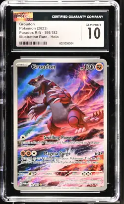 CGC 10 GEM MINT GROUDON Illustration Rare Pokemon Paradox Rift 199/182 - Image 1