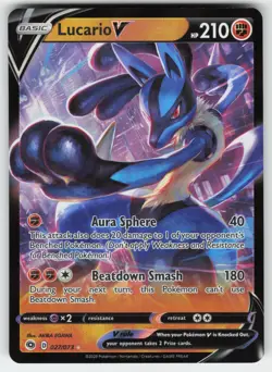 Lucario V 027/073 Holo V Rare Champion's Path Pokemon Near Mint - Image 1
