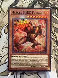Yu-Gi-Oh! Masked HERO Furnace, Super Rare, 1st Ed MZMU-EN015, NM - Image 1