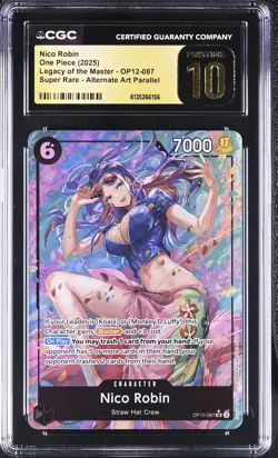 One Piece GRADED Nico Robin OP12 SR PRISTINE BLACK LABEL 10 CGC ENGLISH - Image 1