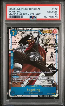 2023 ONE PIECE OP03-PILLARS OF STRENGTH MANGA ALTERNATE ART #122 SOGEKING PSA 10 - Image 1