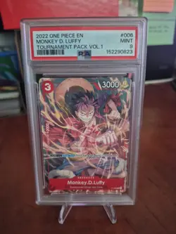 2022 One Piece EN P-006 Monkey D. Luffy Tournament Pack Vol. 1 PSA 9 MINT - Image 1