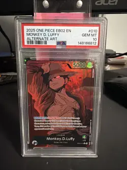 2025 One Piece EB02 EN Monkey D Luffy Alternate Art #010 PSA 10 GEM MINT - Image 1