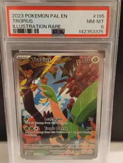POKEMON: 2023 PAL EN-PALDEA EVOLVED ILLUSTRATION RARE #195 TROPIUS PSA 8 - Image 1