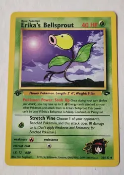 Erika’s Bellsprout 76/132 Pokemon TCG 1st Edition Gym Heroes Vintage 2000 - Image 1