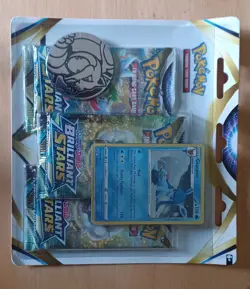 Pokemon TCG Brilliant Stars 3-Pack Blister Set w/ Glaceon Promo - Image 1