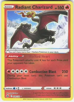 Pokemon Radiant Charizard 020/159 Radiant Rare Crown Zenith Pokemon Near Mint - Image 1