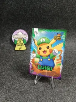 Luigi Pikachu 174 Holo Card Pokemon Pikachu Cosplay! Series 1 Flash Edition - Image 1