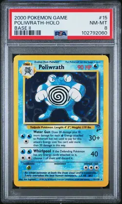 Poliwrath Holo PSA 8 2000 Pokemon Base Set 2 #15 - Image 1
