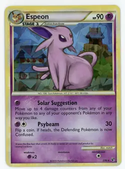 Espeon 2/90 HGSS Undaunted Cracked Ice Holo OFF CENTER Pokemon - Light Play - Image 1