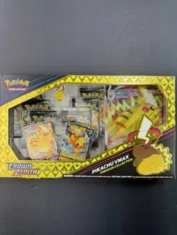 Crown Zenith Pikachu VMAX Premium Collection Box Sealed Pokemon 7 Booster Packs - Image 1