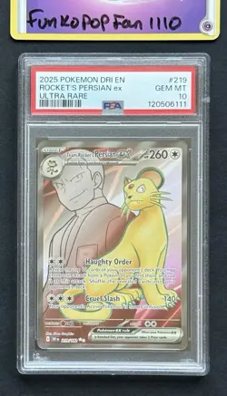 PSA 10 GEM MINT Team Rocket’s Persian EX 219/182 Destined Rivals Pokemon TCG - Image 1