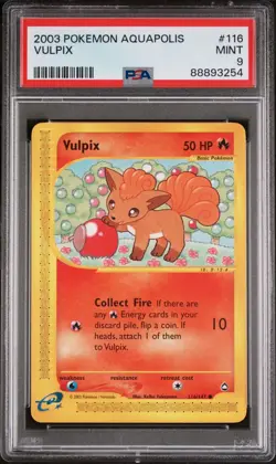 2003 POKEMON AQUAPOLIS 116 VULPIX PSA 9 MINT - Image 1