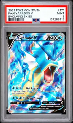 Pokemon FA Gyarados V (Full Art) 171/203 SWSH07: Evolving Skies Holo PSA 9 - Image 1