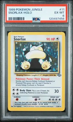 Snorlax Holo PSA 6 1999 Pokemon Jungle #11 - Image 1