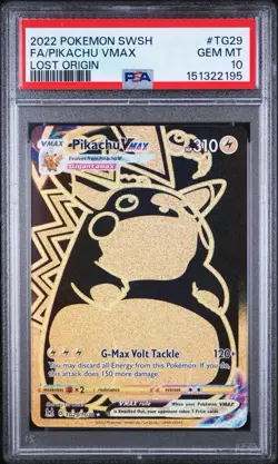 POKEMON SWORD & SHIELD LOST ORIGIN #TG29 FULL ART/PIKACHU VMAX PSA 10 New Cert - Image 1