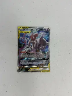 Mewtwo & Mew GX SM191 Sun & Moon Full Art Black Star Promo Holo Pokemon Card NM - Image 1