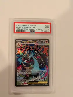2025 POKEMON MEP EN-ME MEGA CHARIZARD X EX #23 BLACK STAR PROMO PSA 9 - Image 1