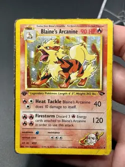 Pokemon TCG Blaine's Arcanine Gym Challenge 1st Edition Holo Rare WOTC Damaged - Image 1