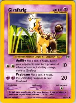Girafarig 058/111 Neo Genesis Pokemon TCG NM Unlimited - Image 1