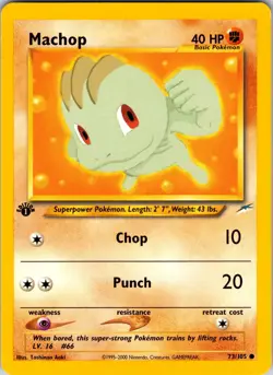 Machop 073/105 Neo Destiny Pokemon NM 1st Edition - Image 1