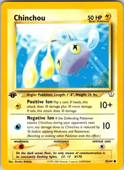 Chinchou 42/64 Neo Revelation Pokemon NM 1st Edition - Image 1