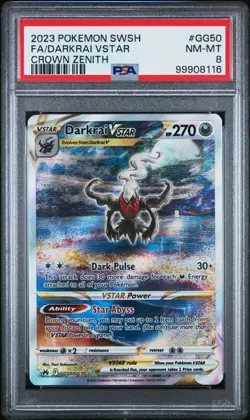2023 POKEMON SWORD & SHIELD CROWN ZENITH #GG50 FULL ART/DARKRAI VSTAR PSA 8 - Image 1