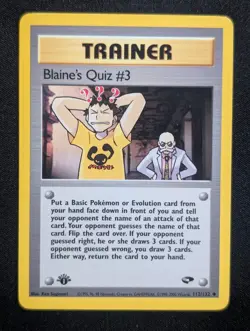 Blaine's Quiz #3 112/132 Gym Challenge Pokemon NM 1st Edition - Image 1