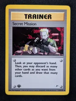 Secret Mission 118/132 Gym Heroes Pokemon NM 1st Edition - Image 1