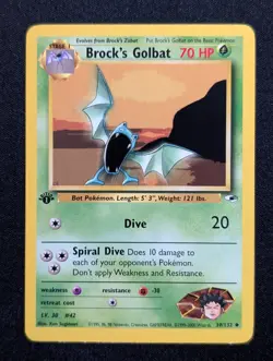Brock's Golbat 39/132 Gym Heroes Pokemon NM 1st Edition - Image 1