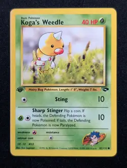 Koga's Weedle 82/132 Gym Challenge Pokemon NM 1st Edition - Image 1