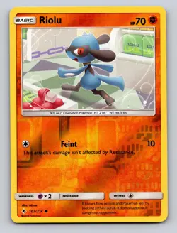 Riolu 102/214 Common Unbroken Bonds Pokemon Reverse Holo NM - Image 1