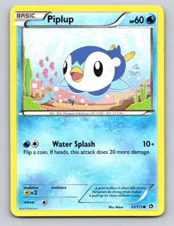 Piplup 33/113 Common Legendary Treasures Pokemon LP - Image 1