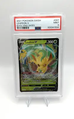 2021 POKEMON SWORD & SHIELD EVOLVING SKIES #007 LEAFEON V PSA 9 - Image 1