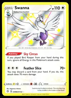 SWANNA SV096/SV122 SHINY RARE SHINING FATES SHINY VAULT POKEMON LP - Image 1