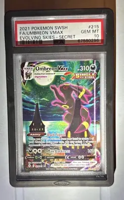 Pokemon Umbreon VMAX Alternate Art Secret PSA 10, 215/203, Evolving Skies - Image 1