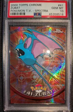 2000 Topps Chrome Pokemon Zubat Spectra Pokemon T.V. #41 PSA 10 - Image 1