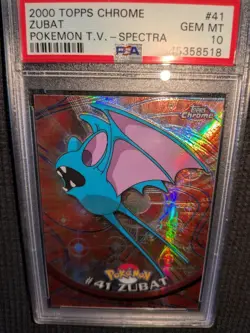 2000 Topps Chrome Pokemon Zubat Spectra Pokemon T.V. #41 PSA 10 - Image 3