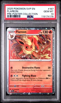 2025 POKEMON SVP EN-SV BLACK STAR PROMO #167 FLAREON PSA 10 - Image 1