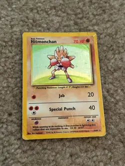 Pokemon TCG Hitmonchan Base Set 7/102 Holo 1999-2000 Wizards Base Set Copyright - Image 2