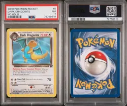 2000 Pokemon Rocket Dark Dragonite ERROR No Holo 5/82 PSA 7 NEAR MINT - Image 3