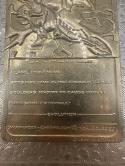 Vintage Pokemon 1999 CHARIZARD Burger King Promo 23k Gold Plated Trading Card - Image 4