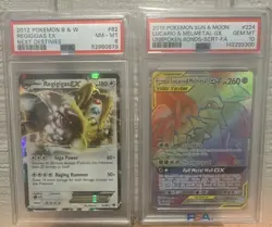 🔥 PSA Graded 2-Card Lot Regigigas EX 82/99 + Lucario & Melmetal GX 224/214 🔥 - Image 1
