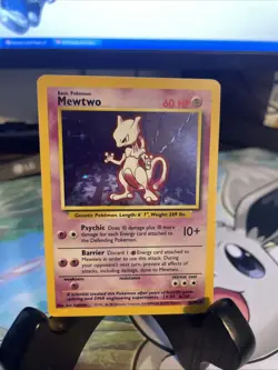 Mewtwo Pokemon Card TCG Holo Rare Base Set 1999 10/102 WOTC - Image 1