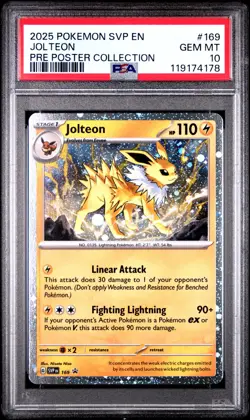 2025 POKEMON SVP EN-SV BLACK STAR PROMO #169 JOLTEON PSA 10 - Image 1