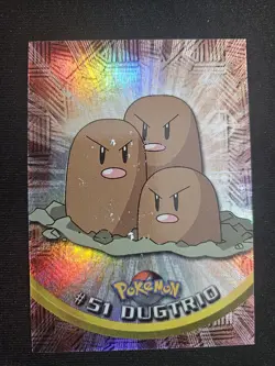 Topps Pokemon Dugtrio #51 Black Logo Holo Card Rainbow Textured Foil - Image 1