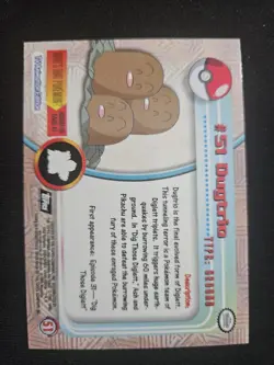 Topps Pokemon Dugtrio #51 Black Logo Holo Card Rainbow Textured Foil - Image 2