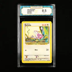 TQG 8.5 NM-MT+ 1999 Pokemon ENG Rattata #61/102 C - Image 1